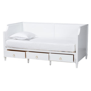 Baxton Studio Baxton Studio Classic White Wood Twin Daybed with 3 Storage Drawers for Elegant Comfort & Style Lowri-White-Daybed-3DW-Twin