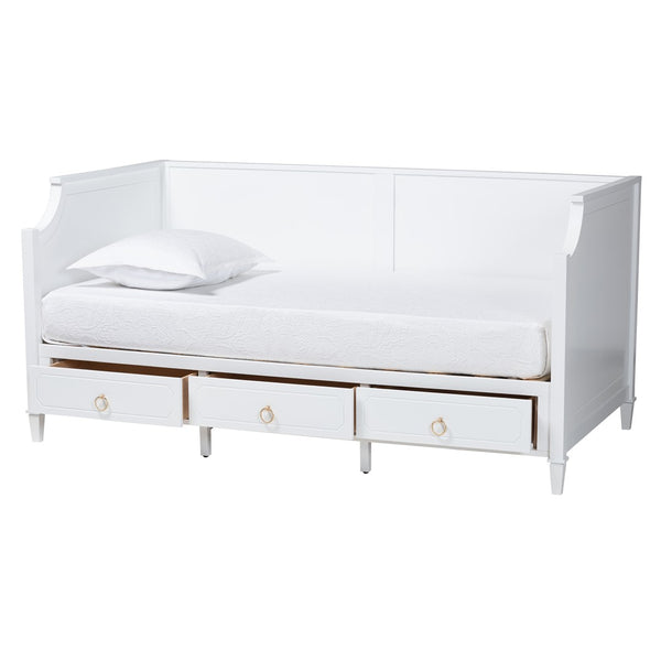 Baxton Studio Baxton Studio Classic White Wood Twin Daybed with 3 Storage Drawers for Elegant Comfort & Style Lowri-White-Daybed-3DW-Twin