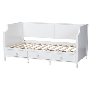 Baxton Studio Baxton Studio Classic White Wood Twin Daybed with 3 Storage Drawers for Elegant Comfort & Style Lowri-White-Daybed-3DW-Twin