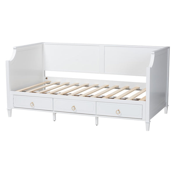 Baxton Studio Baxton Studio Classic White Wood Twin Daybed with 3 Storage Drawers for Elegant Comfort & Style Lowri-White-Daybed-3DW-Twin
