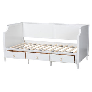 Baxton Studio Baxton Studio Classic White Wood Twin Daybed with 3 Storage Drawers for Elegant Comfort & Style Lowri-White-Daybed-3DW-Twin