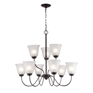 Thomas Lighting Conway Three Light Chandelier with Opaque Glass Shades for Traditional Dining Rooms Bronze 29 inches 1259CH/10