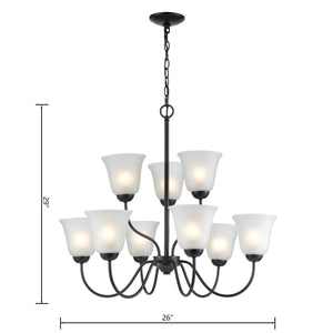 Thomas Lighting Conway Three Light Chandelier with Opaque Glass Shades for Traditional Dining Rooms Bronze 29 inches 1259CH/10
