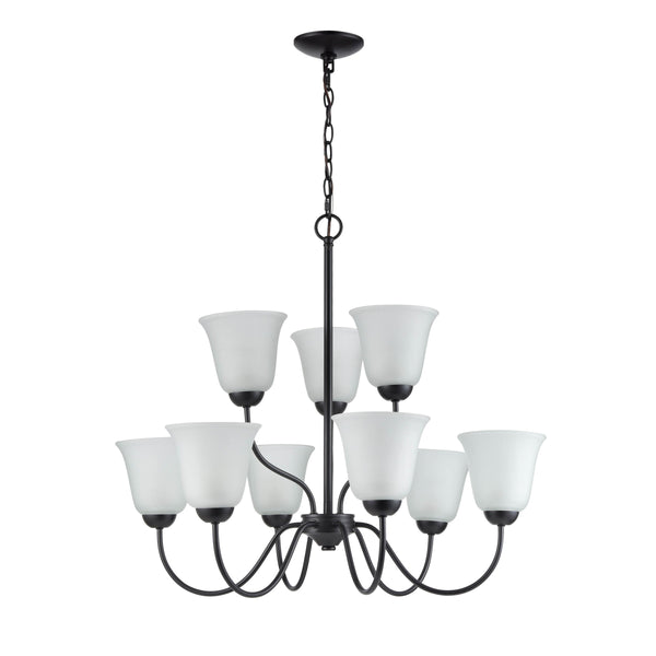 Thomas Lighting Conway Three Light Chandelier with Opaque Glass Shades for Traditional Dining Rooms Bronze 29 inches 1259CH/10