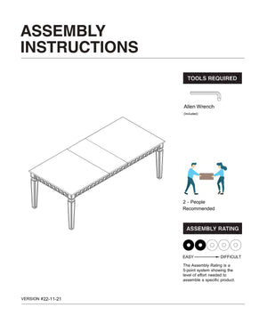 English Elm Silver Glam Mirror Accent Dining Table with Expandable 18" Leaf, Silver-Gray Contemporary 90" B2741P306158