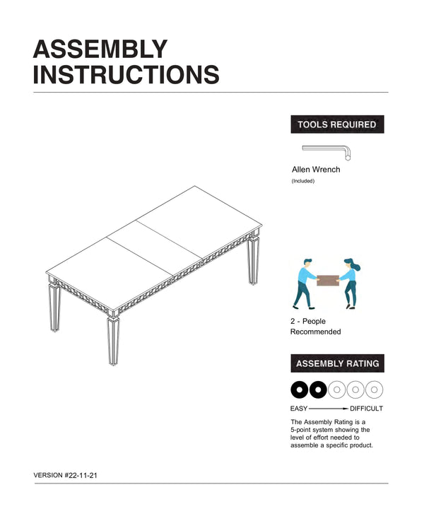 English Elm Silver Glam Mirror Accent Dining Table with Expandable 18" Leaf, Silver-Gray Contemporary 90" B2741P306158
