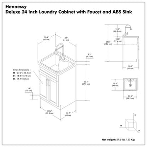 English Elm Hennessy Shaker Style Laundry Sink Cabinet with Deep Abs Basin and Nickel Hardware B136P427207