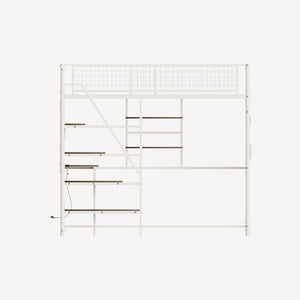 English Elm Black Metal Loft Bed with Built-in Desk Rgb Led Lighting and Charging Station White W1671S00007