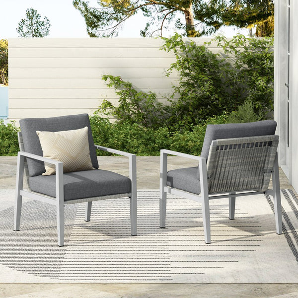 English Elm Christopher Knight Home® - [Set Of 2] Silver Aluminum Lounge Chairs With Plush Cushions & Chic Rope Accents For Modern Spaces N767P237034W_2
