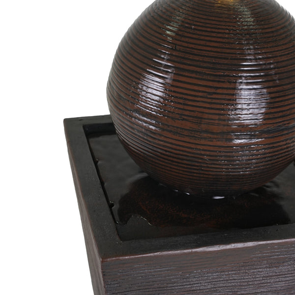 English Elm Christopher Knight Home® - 35.5"H Dark Brown Tall Column Fountain with LED Uplight, Concrete Retro Design, Weather-Resistant Serenity N765P324537G