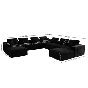 English Elm 141.73*141.73"modular Sectional Sofa 9 Piece Plush Corduroy Living Room Corner Couch W3819S00146