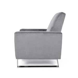 English Elm Christopher Knight Home® - Arvin Plush Push-Back Recliner with Stainless Steel Legs — Modern Fabric Comfort for Living Rooms Grey 65272.00FGRY