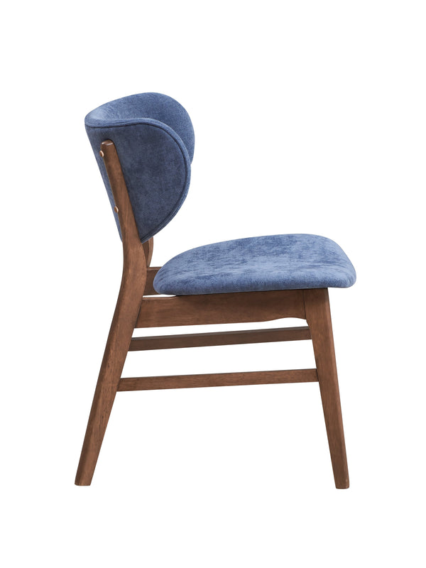 English Elm Blue Padded Side Chair Set of 2 with Walnut Finish — Water, Scratch & Oil Resistant Cushioned Seating B062P209228