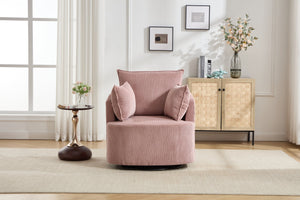 English Elm swivel Barrel Accent Chair with Solid Wood Frame & Metal Base, 350 lb Capacity, Sleek Curved Backrest Elegance Pink W2120P293678