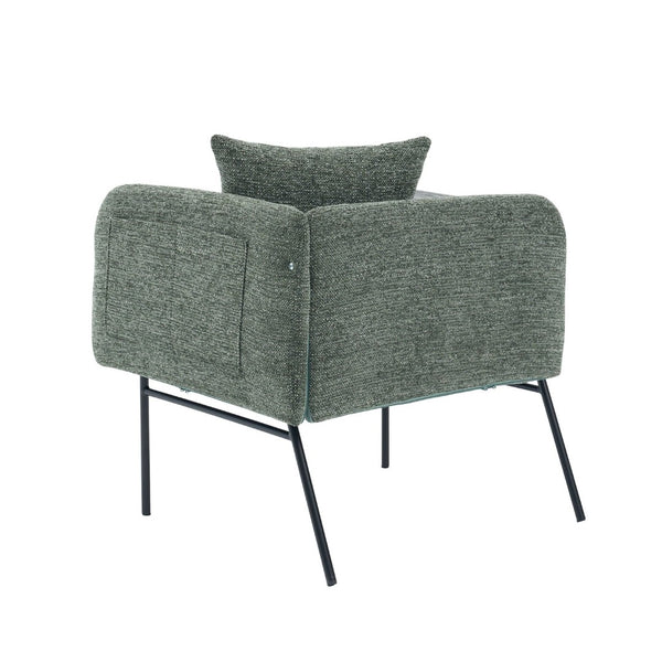 English Elm Leisure Linen Accent Chair with Built-in Side Table Pockets and Lumbar Pillow Modern Emerald W395P453314