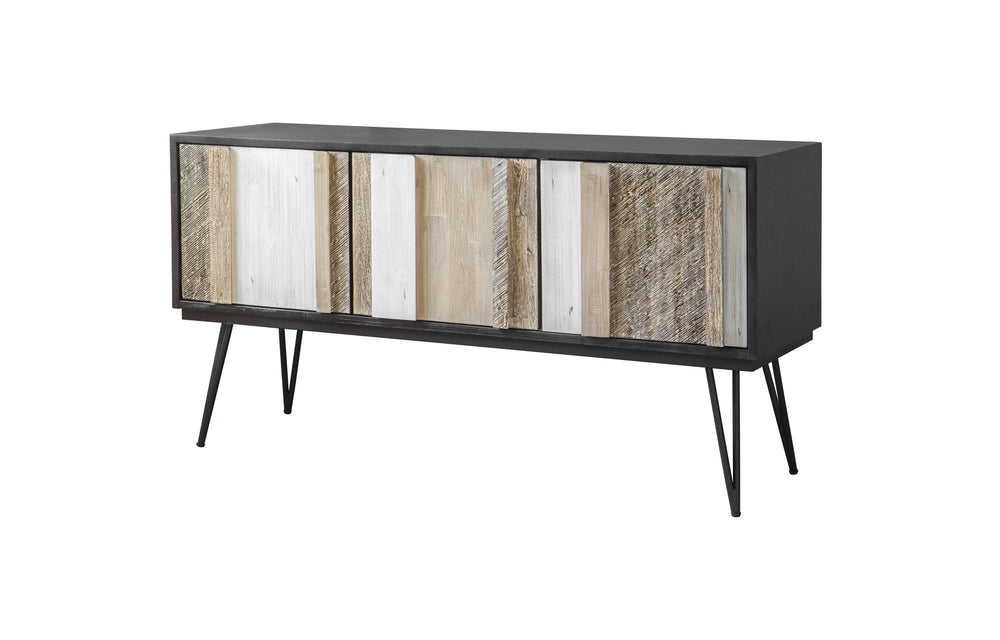 Lh Imports Metro Noir Havana Sideboard - Stylish Acacia & Iron Design With 3 Cabinets For Ideal Storage Solutions Brown,White,Black Solid Acacia,Iron,Mdf,Acacia Veneer Nha003b