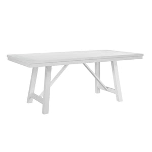 English Elm Modern Farmhouse Oak Veneer Trestle Dining Set Six Chairs Two Tone Kitchen White B011S00927