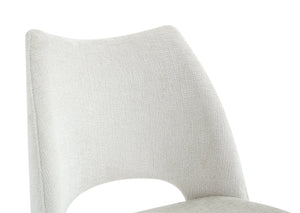 English Elm Modern Chenille Linen Accent Chair Sculptural Hollow Back Swivel Seat for Dining Vanity Off White W3493P452649