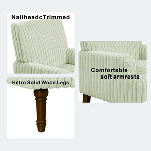 English Elm Modern Wide Wale Corduroy Accent Chair Solid Wood Legs Upholstered Living Room Seat Beige W5568P445690