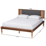 Baxton Studio Eliseo Mid-Century Modern Dark Grey Fabric and Walnut Brown Finished Wood King Size Platform Bed