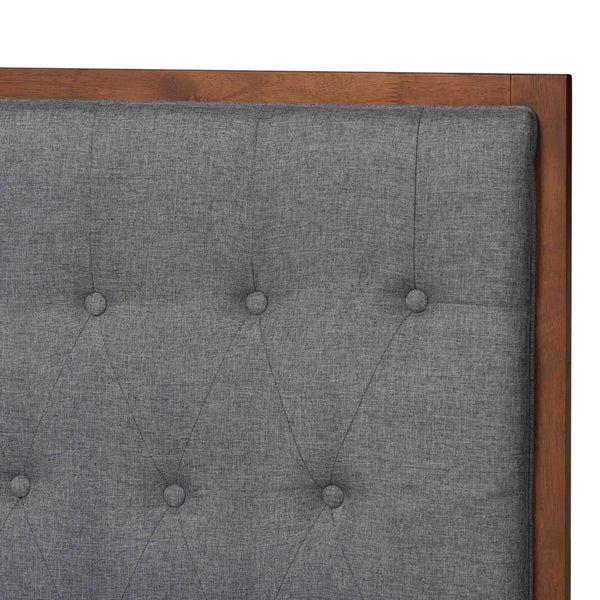 Baxton Studio Baxton Studio Jalie King Platform Storage Bed with Grey Upholstered Headboard & Walnut Finish MG9765/6001-1S-King