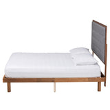 Baxton Studio Bellini Classic and Traditional Grey Fabric and Walnut Brown Finished Wood Queen Size Platform Bed