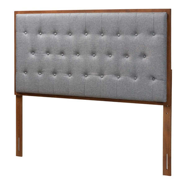 Baxton Studio Baxton Studio Harumi Classic Grey Upholstered King Headboard with Adjustable Walnut Frame Design MG9765-Dark Grey/Walnut-HB-King