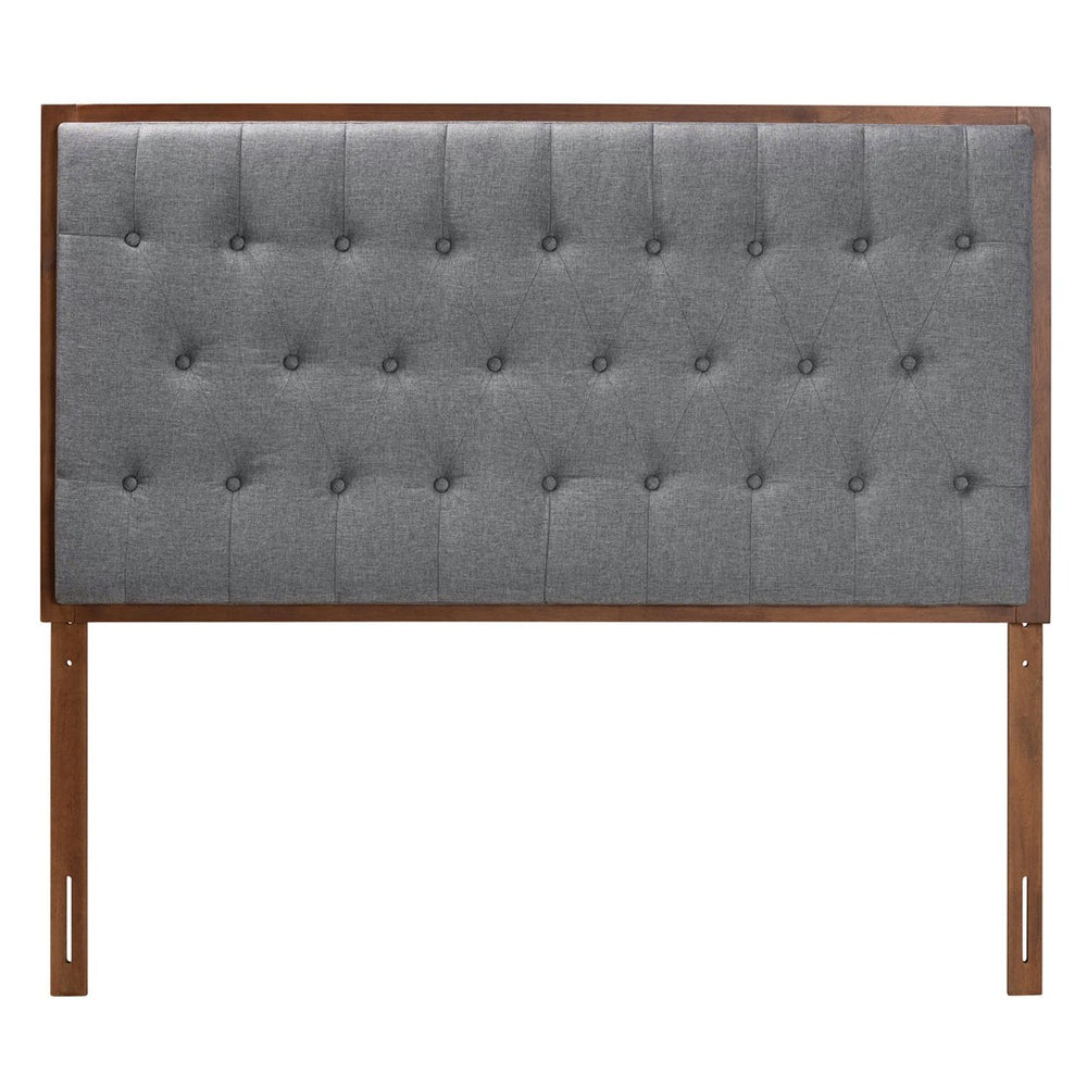 Baxton Studio Baxton Studio Harumi Classic Grey Upholstered King Headboard with Adjustable Walnut Frame Design MG9765-Dark Grey/Walnut-HB-King
