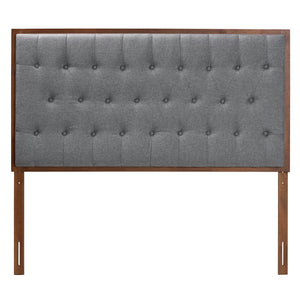 Baxton Studio Baxton Studio Harumi Classic Grey Upholstered King Headboard with Adjustable Walnut Frame Design MG9765-Dark Grey/Walnut-HB-King