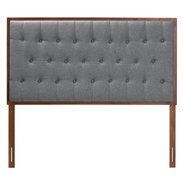 Baxton Studio Baxton Studio Harumi Classic Grey Upholstered King Headboard with Adjustable Walnut Frame Design MG9765-Dark Grey/Walnut-HB-King