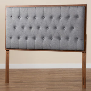 Baxton Studio Baxton Studio Harumi Classic Grey Upholstered King Headboard with Adjustable Walnut Frame Design MG9765-Dark Grey/Walnut-HB-King