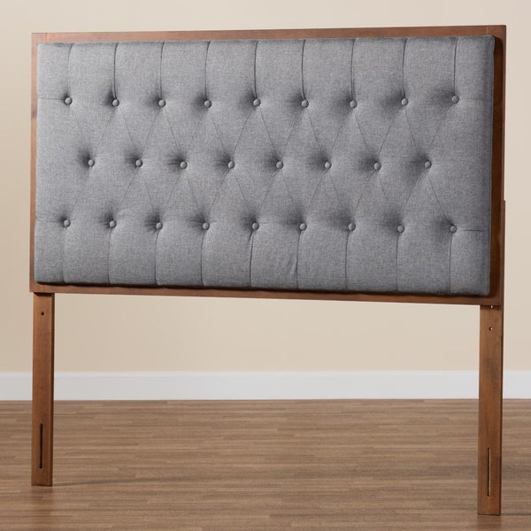 Baxton Studio Baxton Studio Harumi Classic Grey Upholstered King Headboard with Adjustable Walnut Frame Design MG9765-Dark Grey/Walnut-HB-King