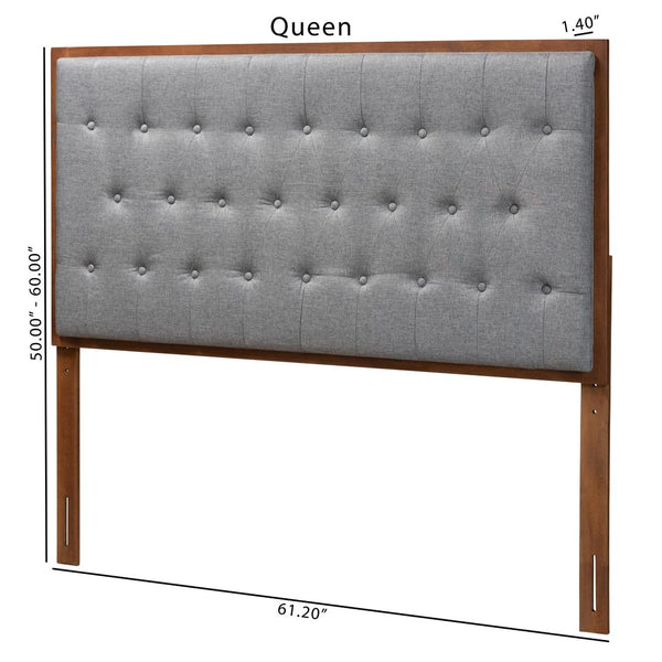 Baxton Studio Baxton Studio Harumi Classic Grey Upholstered King Headboard with Adjustable Walnut Frame Design MG9765-Dark Grey/Walnut-HB-King