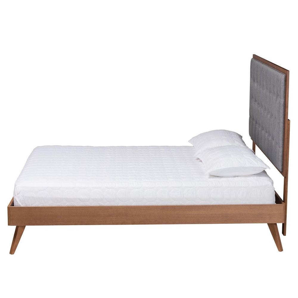 Baxton Studio Baxton Studio Dericia King Size Platform Bed - Grey Fabric Upholstery & Walnut Wood Finish Elegance MG9765/9704-King