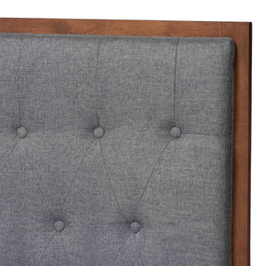 Baxton Studio Baxton Studio Dericia King Size Platform Bed - Grey Fabric Upholstery & Walnut Wood Finish Elegance MG9765/9704-King