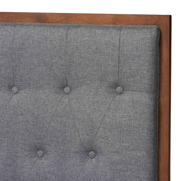 Baxton Studio Baxton Studio Dericia King Size Platform Bed - Grey Fabric Upholstery & Walnut Wood Finish Elegance MG9765/9704-King