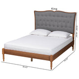 Baxton Studio Ballari Classic and Traditional Grey Fabric and Walnut Brown Finished Wood Queen Size Platform Bed