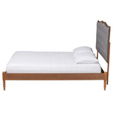 Baxton Studio Ballari Classic and Traditional Grey Fabric and Walnut Brown Finished Wood Queen Size Platform Bed