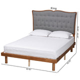 Baxton Studio Elitia Classic and Traditional Grey Fabric and Walnut Brown Finished Wood Queen Size Platform Bed