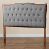 Baxton Studio Georgia Classic and Traditional Grey Fabric and Walnut Brown Finished Wood Queen Size Headboard