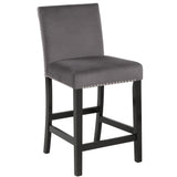 Elisina Grey Memory Foam Counter Chairs Set of 2 | Velvet Upholstery, Rubberwood Legs | 18.75 x 22.25 x 39.25