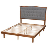 Baxton Studio Valonia Classic and Traditional Grey Fabric and Walnut Brown Finished Wood Queen Size Platform Bed