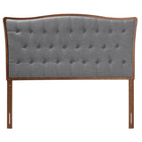 Baxton Studio Nikita Classic and Traditional Grey Fabric and Walnut Brown Finished Wood Queen Size Headboard