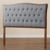 Baxton Studio Nikita Classic and Traditional Grey Fabric and Walnut Brown Finished Wood Queen Size Headboard