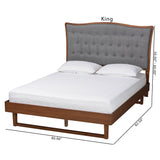 Baxton Studio Sereno Classic and Traditional Grey Fabric and Walnut Brown Finished Wood Queen Size Platform bed