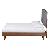 Baxton Studio Sereno Classic and Traditional Grey Fabric and Walnut Brown Finished Wood Queen Size Platform bed