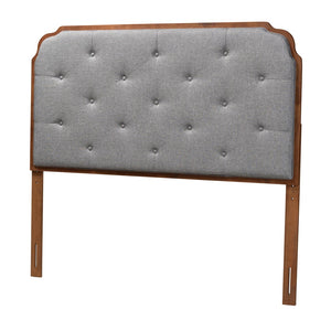 Baxton Studio Baxton Studio Shanti King Size Headboard - Elegant Grey Fabric, Walnut Wood, Adjustable Height Design MG9772-Dark Grey/Walnut-HB-King