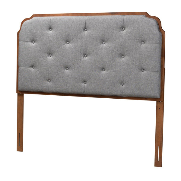Baxton Studio Baxton Studio Shanti King Size Headboard - Elegant Grey Fabric, Walnut Wood, Adjustable Height Design MG9772-Dark Grey/Walnut-HB-King