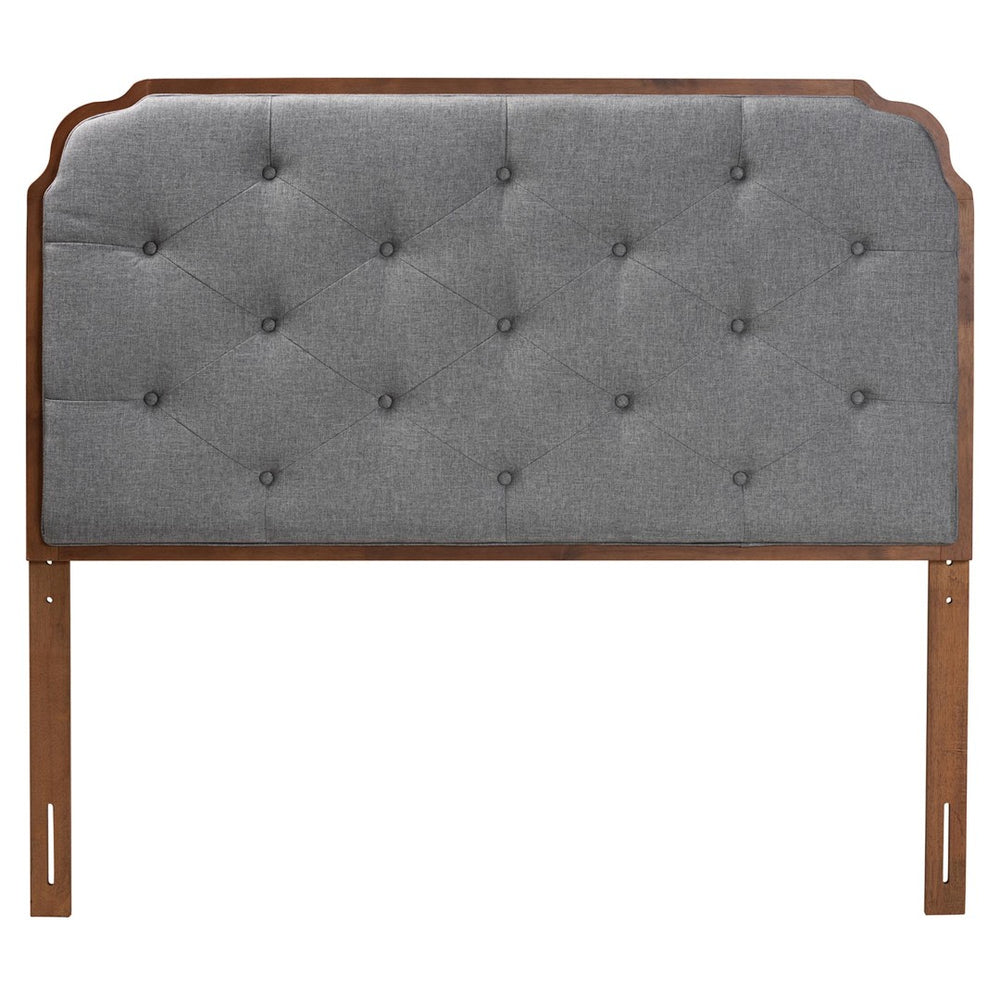 Baxton Studio Baxton Studio Shanti King Size Headboard - Elegant Grey Fabric, Walnut Wood, Adjustable Height Design MG9772-Dark Grey/Walnut-HB-King