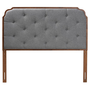 Baxton Studio Baxton Studio Shanti King Size Headboard - Elegant Grey Fabric, Walnut Wood, Adjustable Height Design MG9772-Dark Grey/Walnut-HB-King